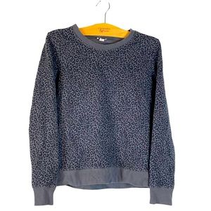 J. Crew Grey and Black Leopard Crew Neck Sweater